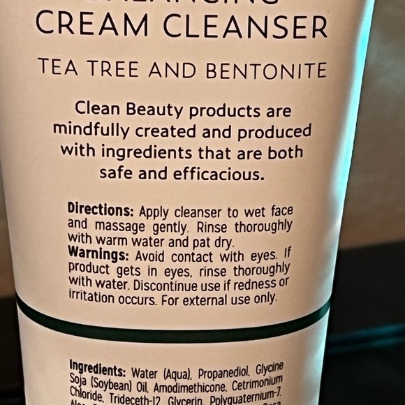 Clean Beauty BALANCING
CREAM CLEANSER TEA TREE AND BENTONITE brand new 8 oz - Picture 5 of 6